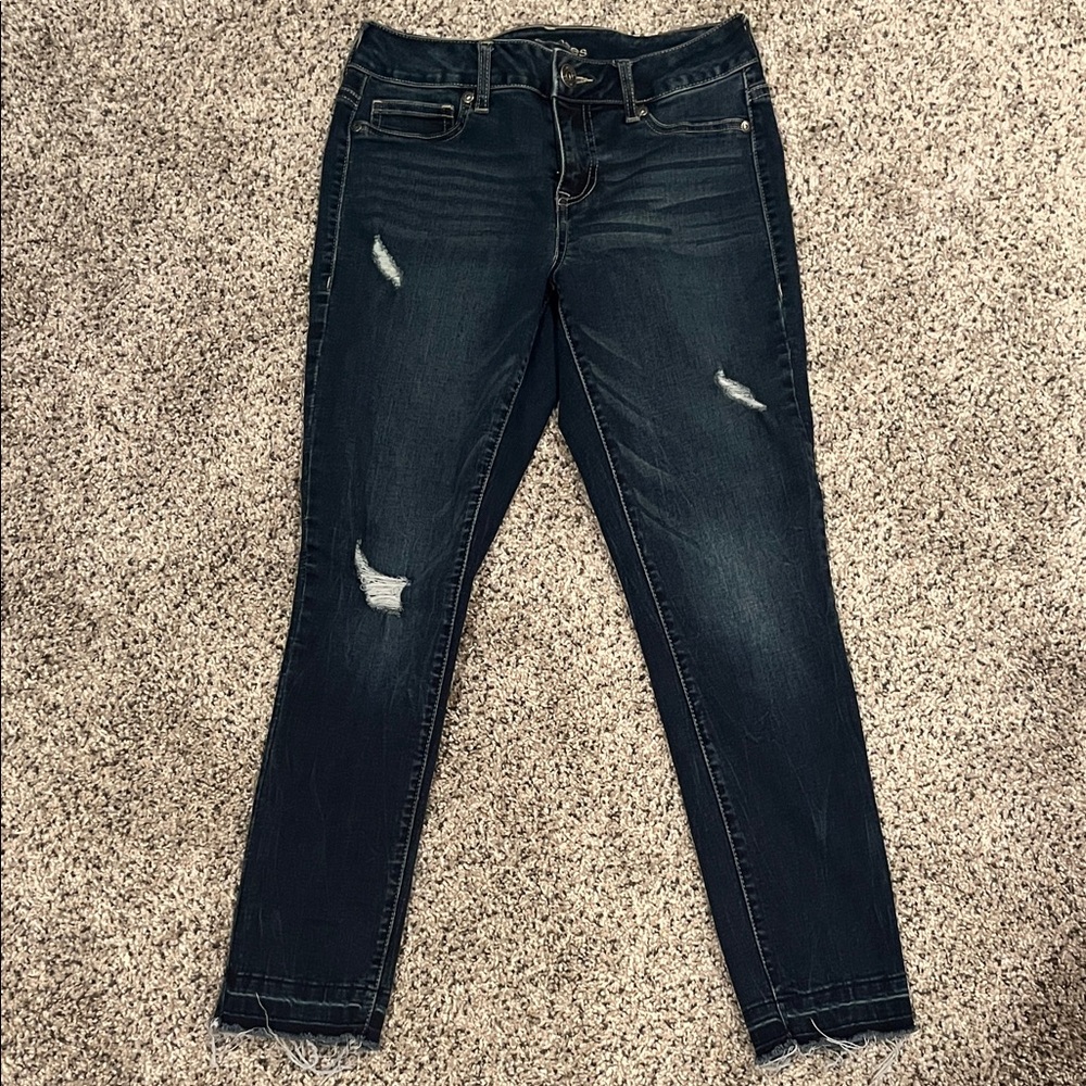 Maurices Dark Blue Distressed Women's Jeggings